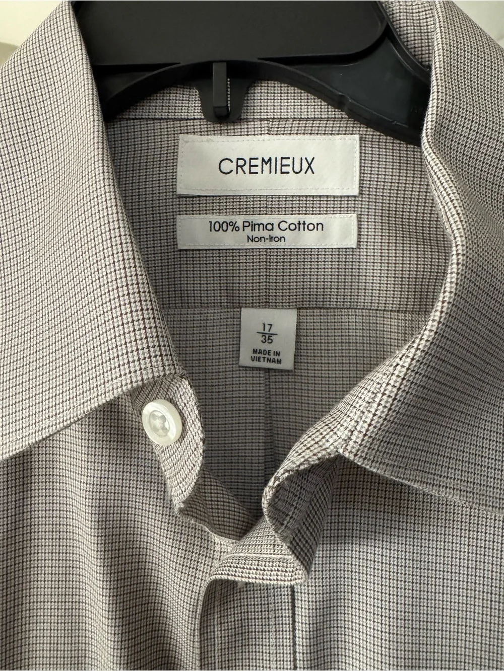 Daniel Cremieux Men’s Light Gray Micro-Check Pima Cotton Dress Shirt